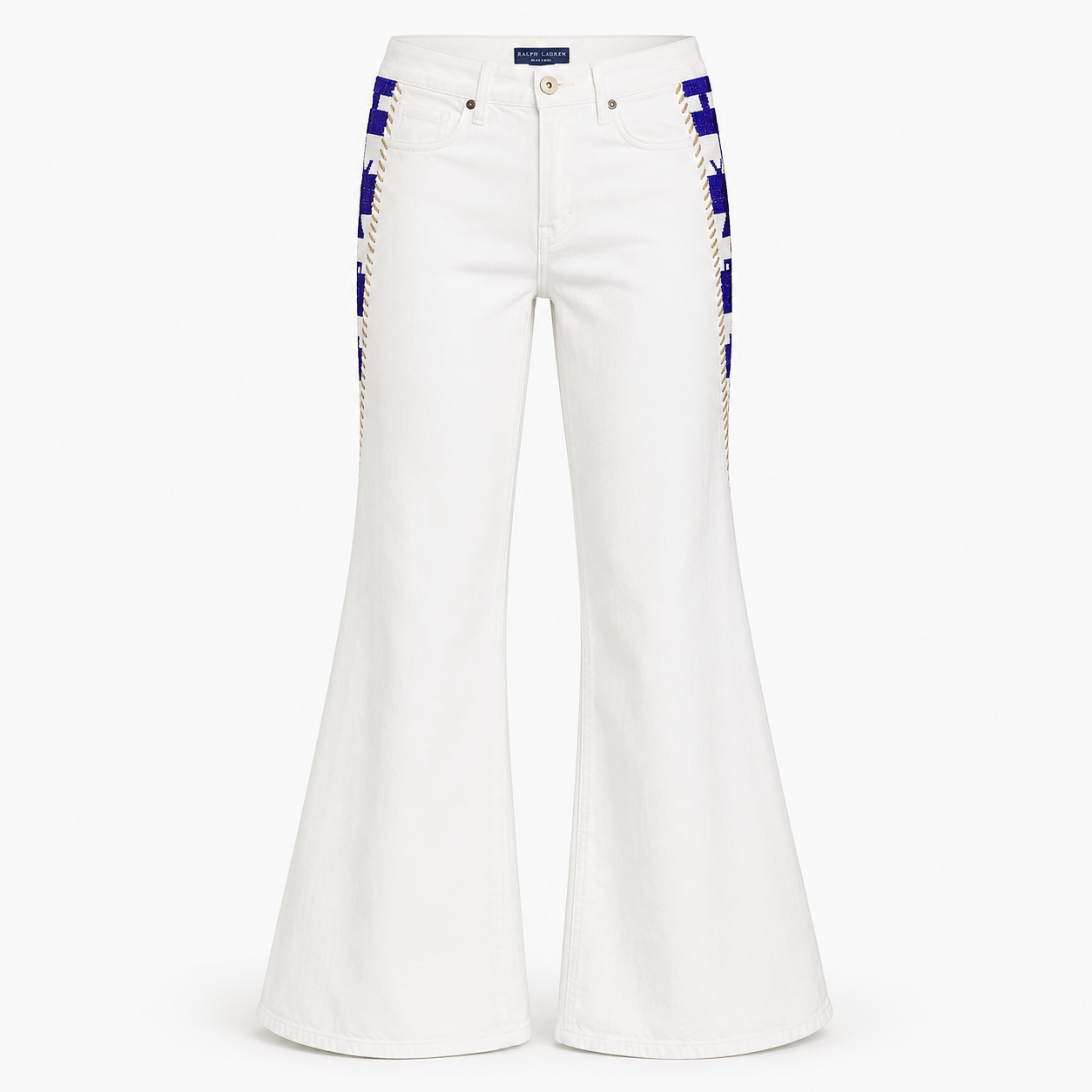 White Side Detail Flare Jeans