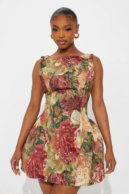 Brittany Floral Jacquard Mini Dress