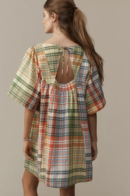 Pilcro Denim Square-Neck Mini Swing Dress