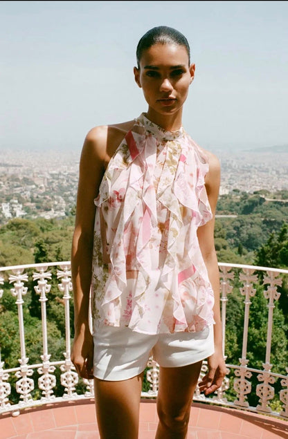 Floral Print Ruffle Top