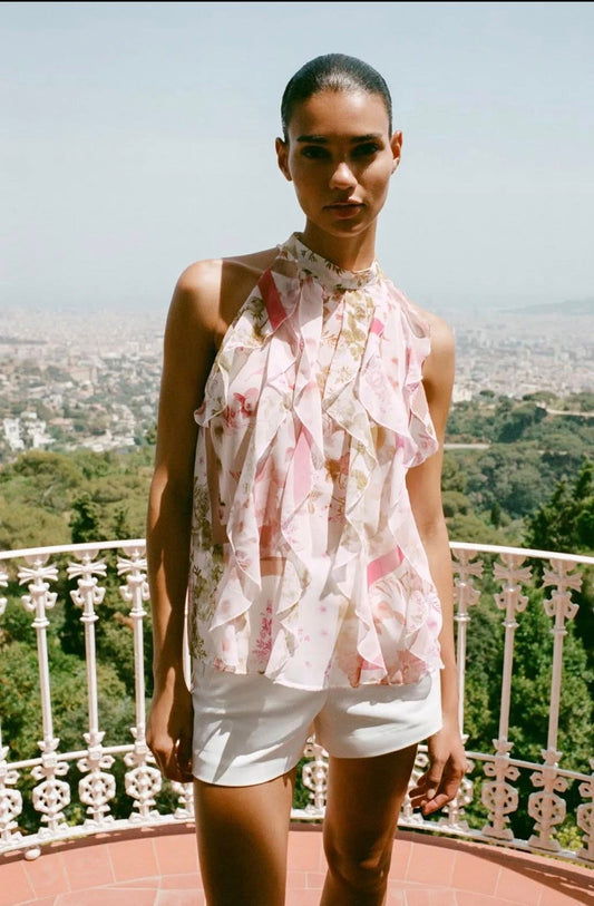 Floral Print Ruffle Top