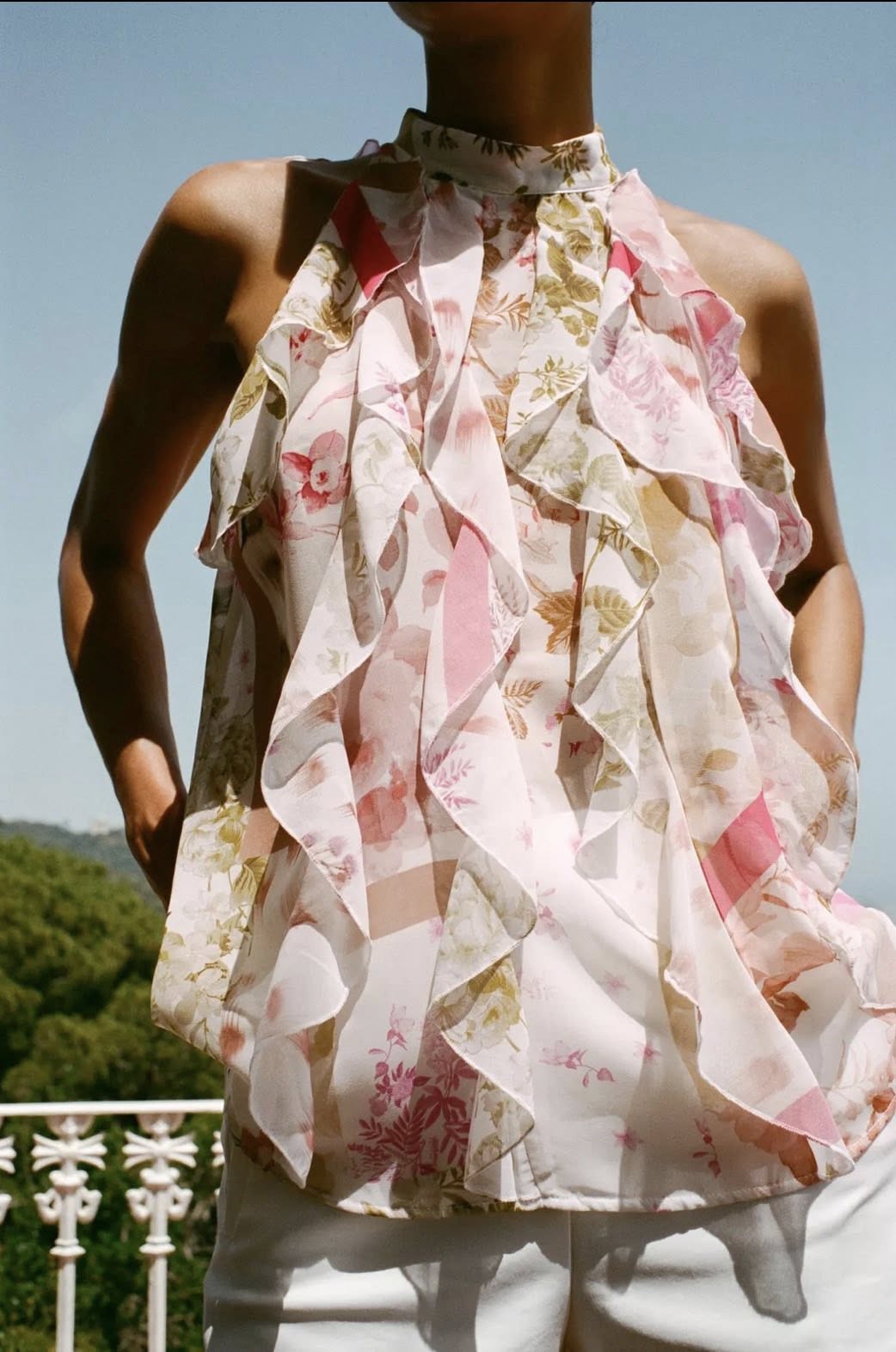 Floral Print Ruffle Top