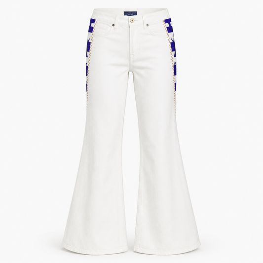 White Side Detail Flare Jeans