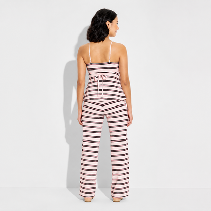Women's Soft Cotton Babydoll Tank Top And  Low-Rise Straight Leg Pull-On Pants Set