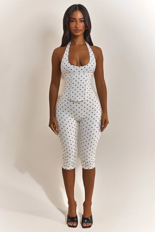 Sandra Capri Jumpsuit in Polka Dot