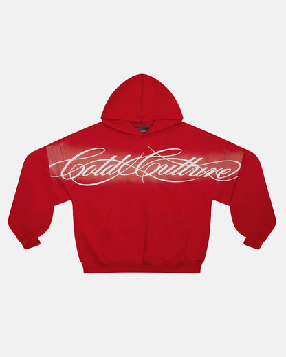 Crossed Script Hoodie Red