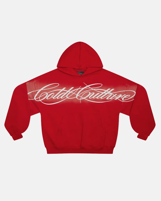 Crossed Script Hoodie Red